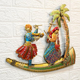 Ekhasa Metal Wall Decor for Living Room and Bedroom | Metal Wall Art Sculpture for Decorating Drawing Room Sofa Wall | Gift for Home Décor or Office Décor (Handpainted Radha Krishna Dancing)